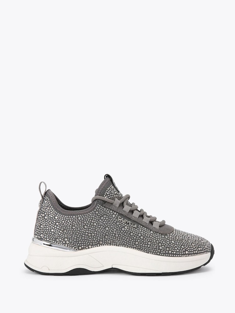 Carvela Grey Swift Jewel Runner Trainers - Image 2 of 5