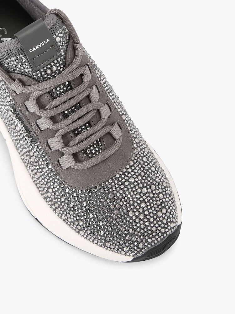Carvela Grey Swift Jewel Runner Trainers - Image 5 of 5