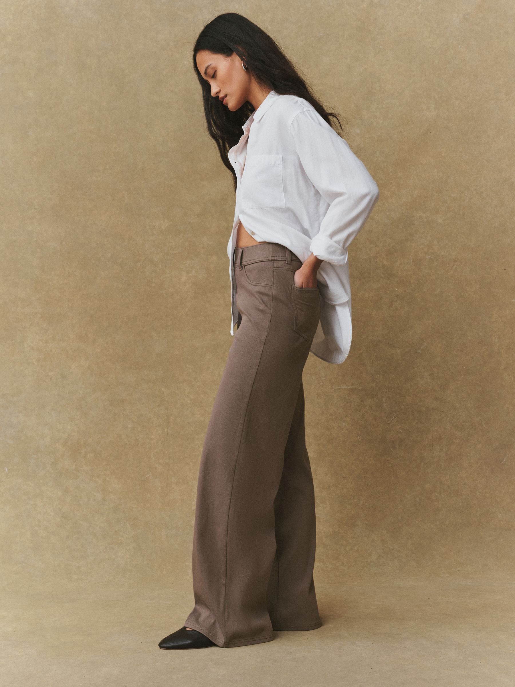 Buy Mink Brown Jersey Denim Wide Leg Trousers from Next USA