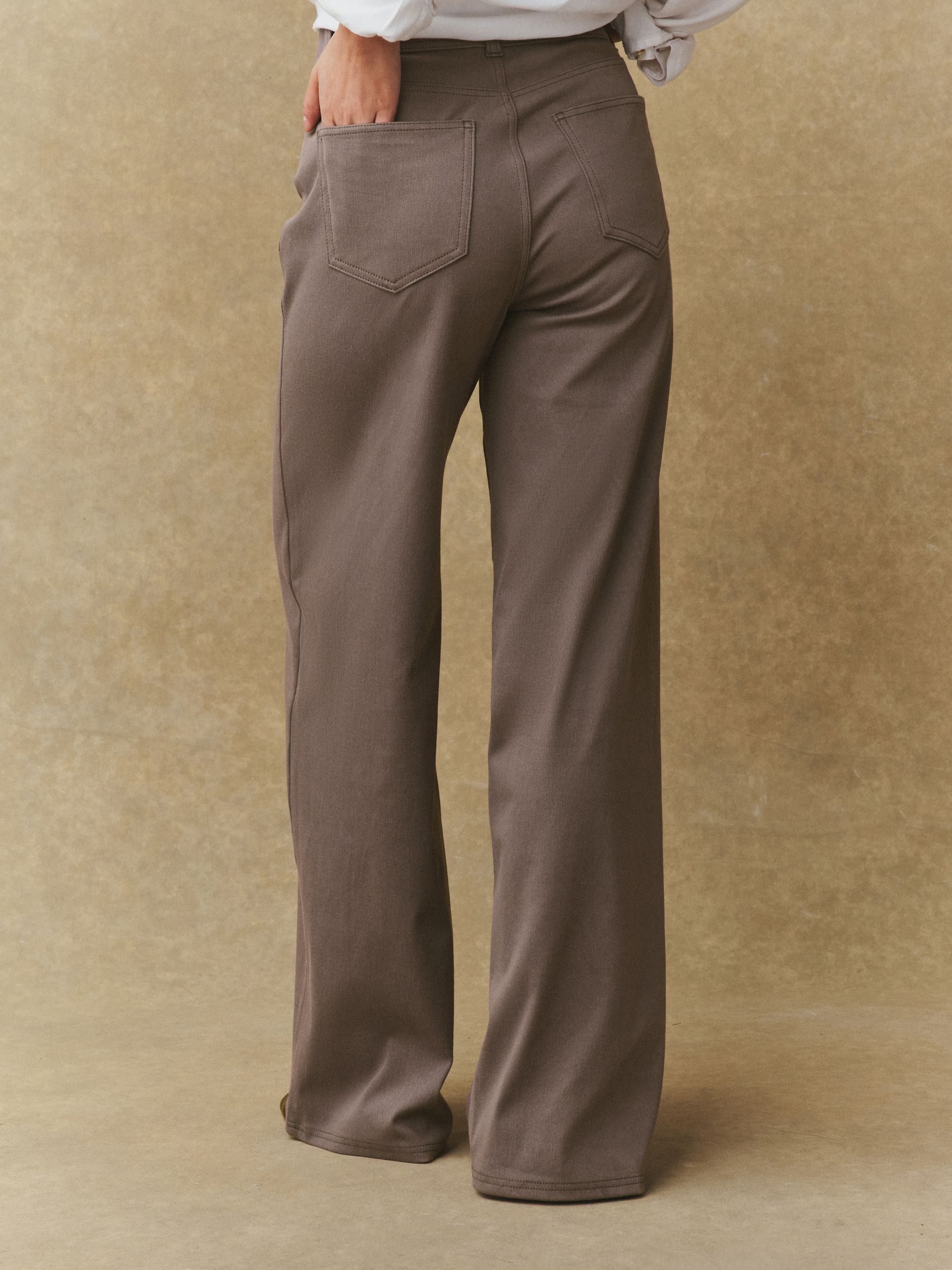 Buy Mink Brown Jersey Denim Wide Leg Trousers from the Next UK