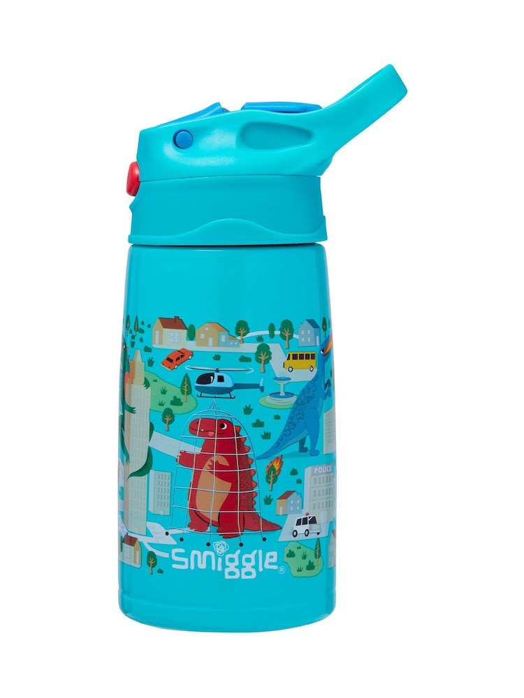 Smiggle Green Adventurous Junior Stainless Steel Flip Drink Bottle 400Ml - Image 1 of 2