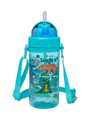 Smiggle Green Adventurous Teeny Tiny Plastic Drink Bottle With Strap 400Ml - Image 1 of 4