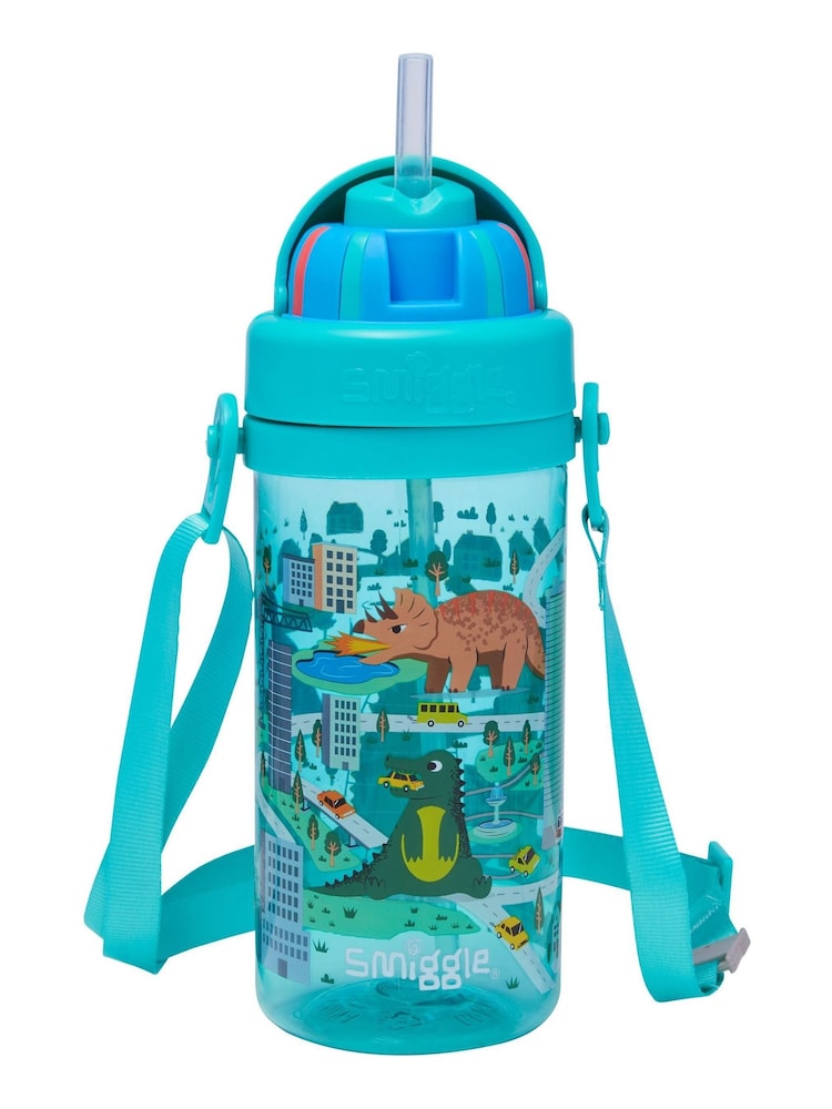 Smiggle Green Adventurous Teeny Tiny Plastic Drink Bottle With Strap 400Ml - Image 2 of 4