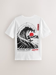 White Regular Fit Japanese Surf Graphic Print T-Shirt - Image 6 of 8
