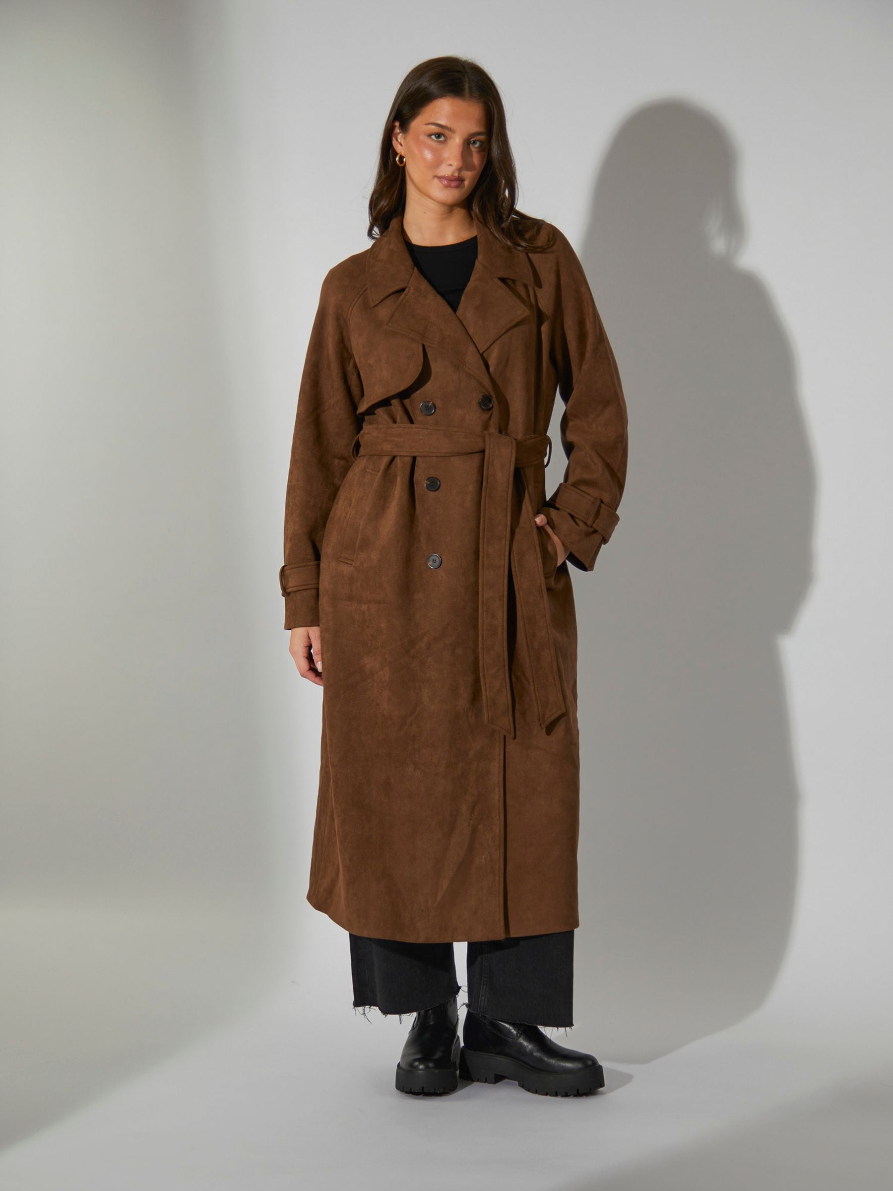 Buy South Beach Brown Faux Suede Trench Coat from Next South Africa