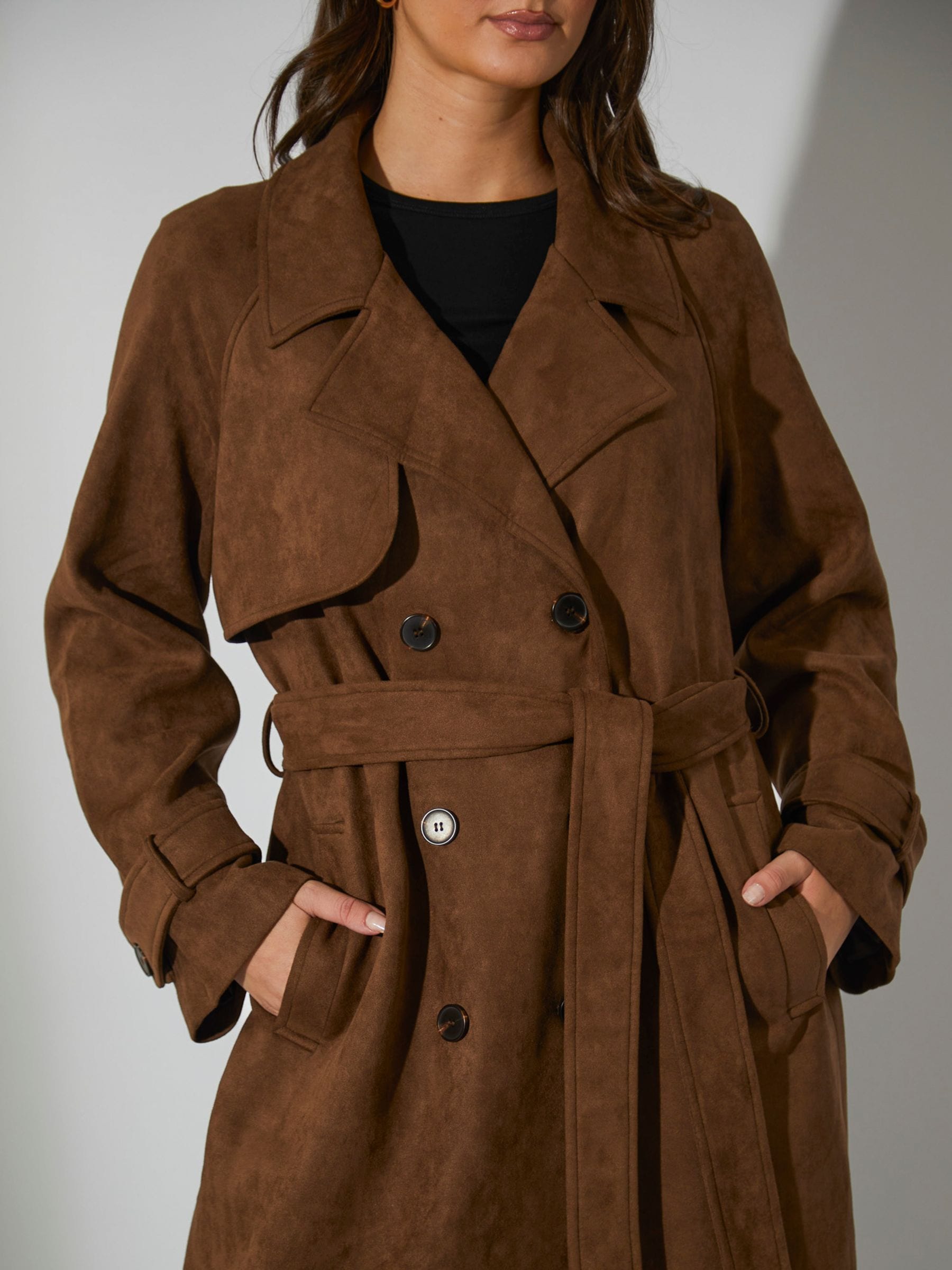 Buy South Beach Brown Faux Suede Trench Coat from Next South Africa