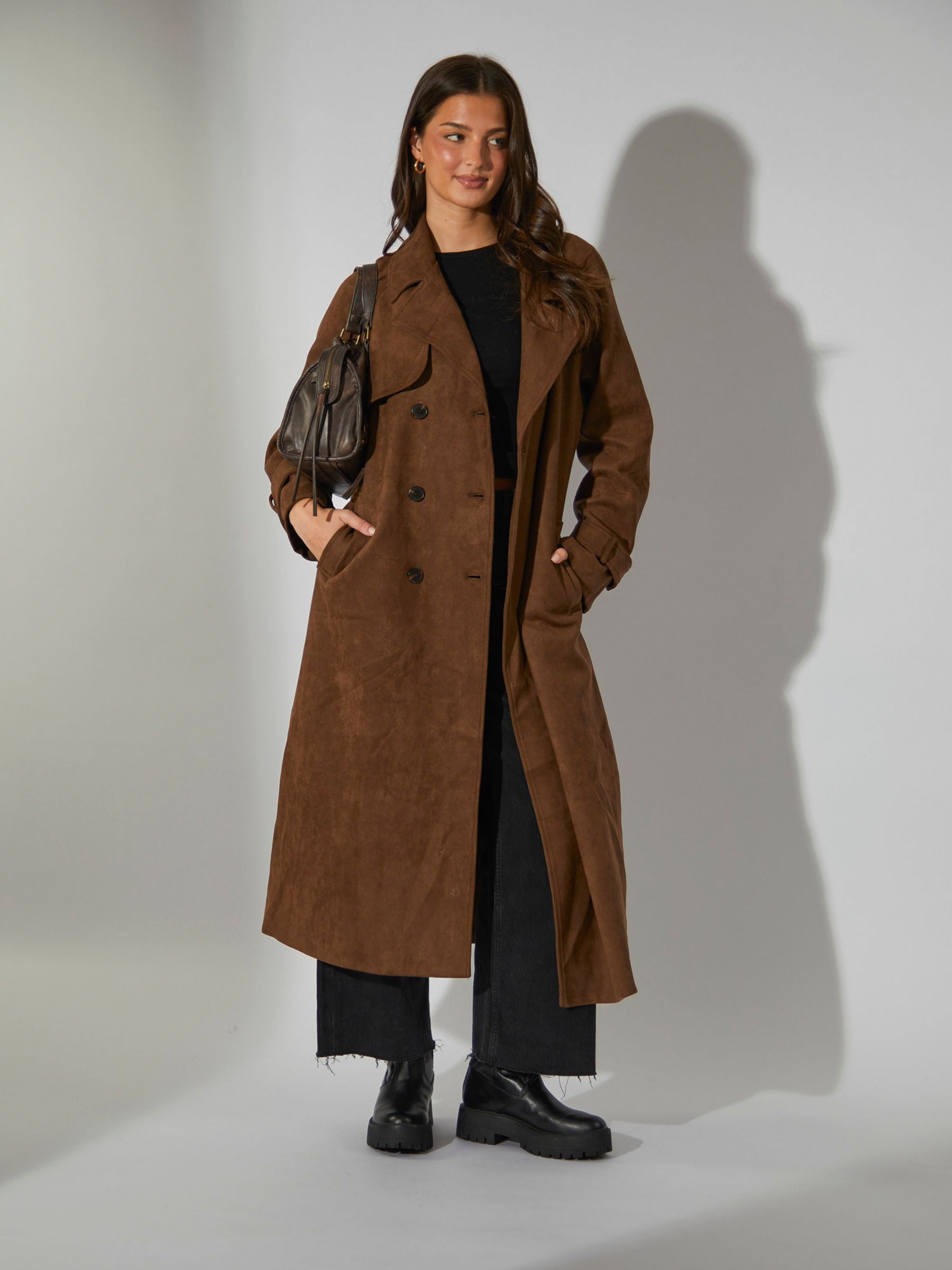 Buy South Beach Brown Faux Suede Trench Coat from Next South Africa