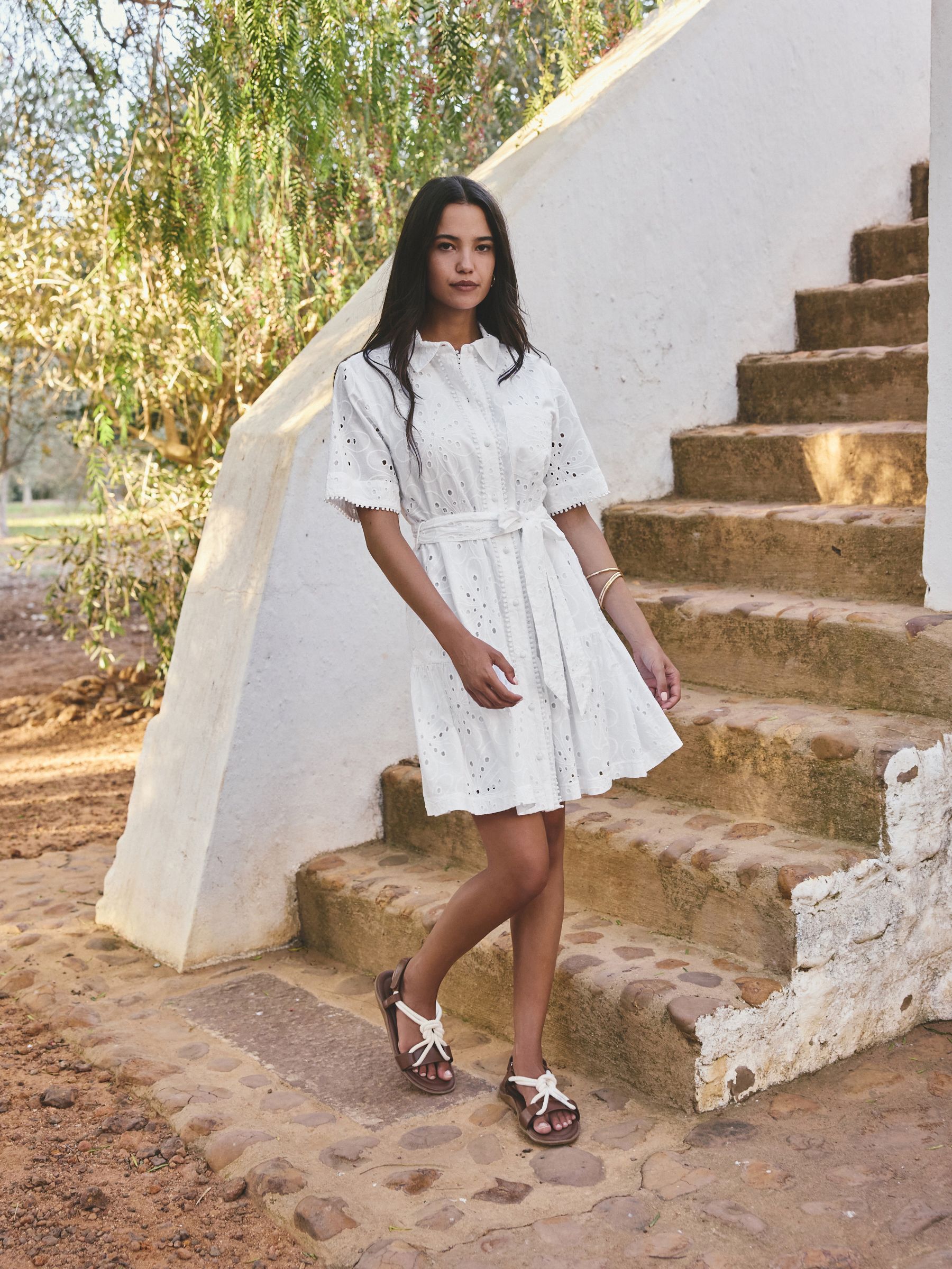 next white embroidered dress Buy White Broderie Tie Waist Shirt Dress from Next USA