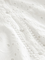 أبيض - فستان بتصميم قميص قصير برباط خصر - صورة 8 من 8