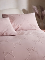 Pink Bow Textured Print Duvet Cover and Pillowcase Set - Image 2 of 4