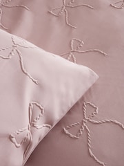 Pink Bow Textured Print Duvet Cover and Pillowcase Set - Image 3 of 4