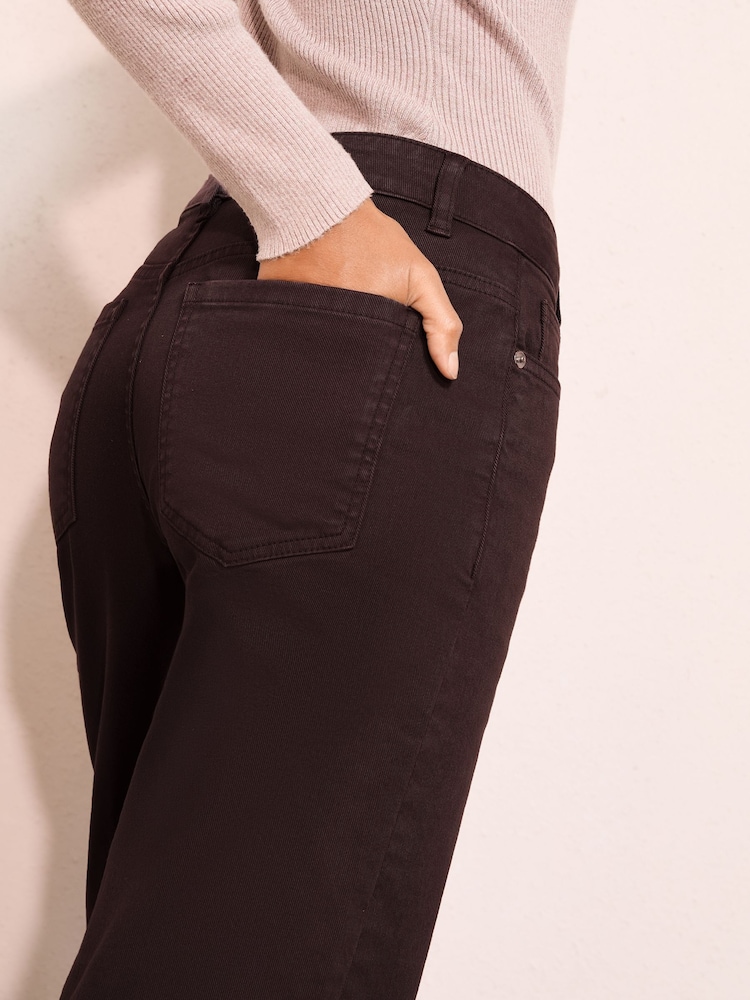 Friends Like These X Lucy Mecklenburgh Chocolate Brown Petite Everyday Wide Jeans - Image 2 of 5 Friends Like These X Lucy Mecklenburgh Chocolate Brown Petite Everyday Wide Jeans - Image 2 of 5