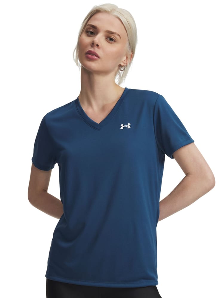 Under Armour Blue Tech V-Neck Solid T-Shirt - Image 1 of 3
