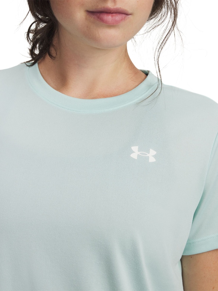 أخضر - تيشِرت سادة بحافة رقبة مستديرة من نسيج Tech من Under Armour - Image 3 of 3