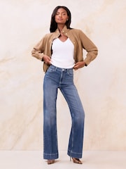 Lipsy Mid Wash Blue Slim High Waist Flare Jeans - Image 2 of 4