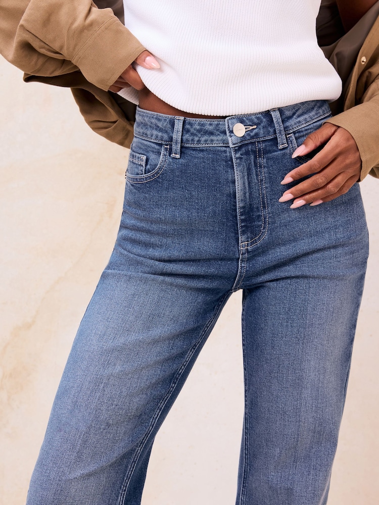 Lipsy Mid Wash Blue Slim High Waist Flare Jeans - Image 4 of 4