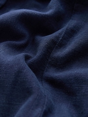 Washed Indigo Blue Scallop Edge Square Neck Button Through Mini Shift Dress - Image 6 of 7