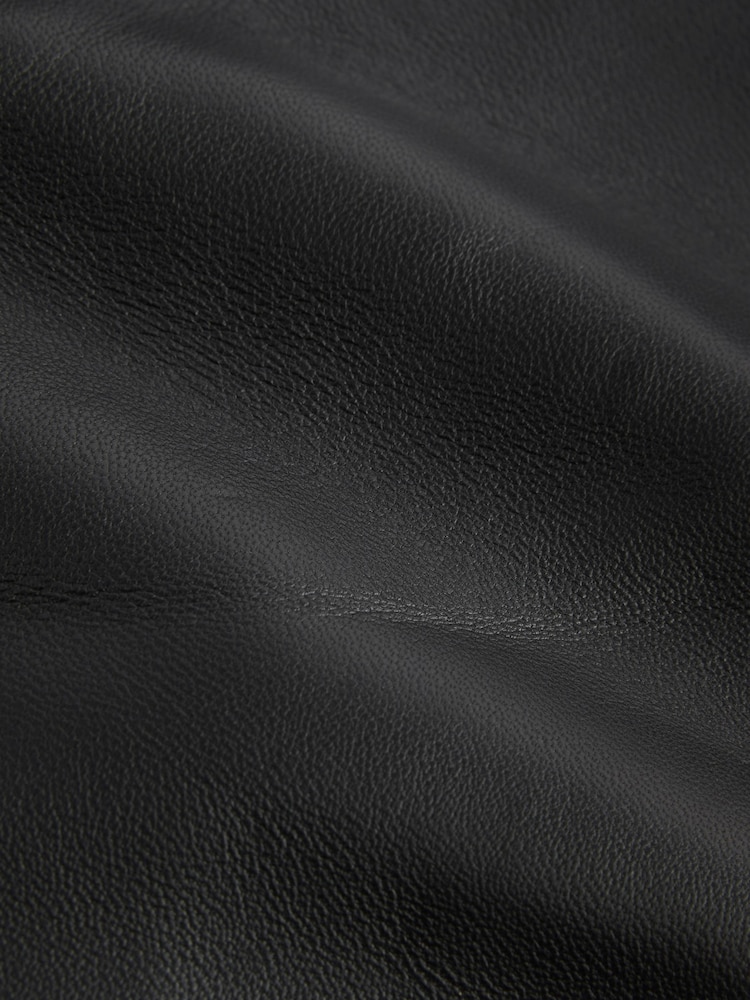 Black N. Premium Real Leather Funnel Neck Jacket - Image 9 of 9