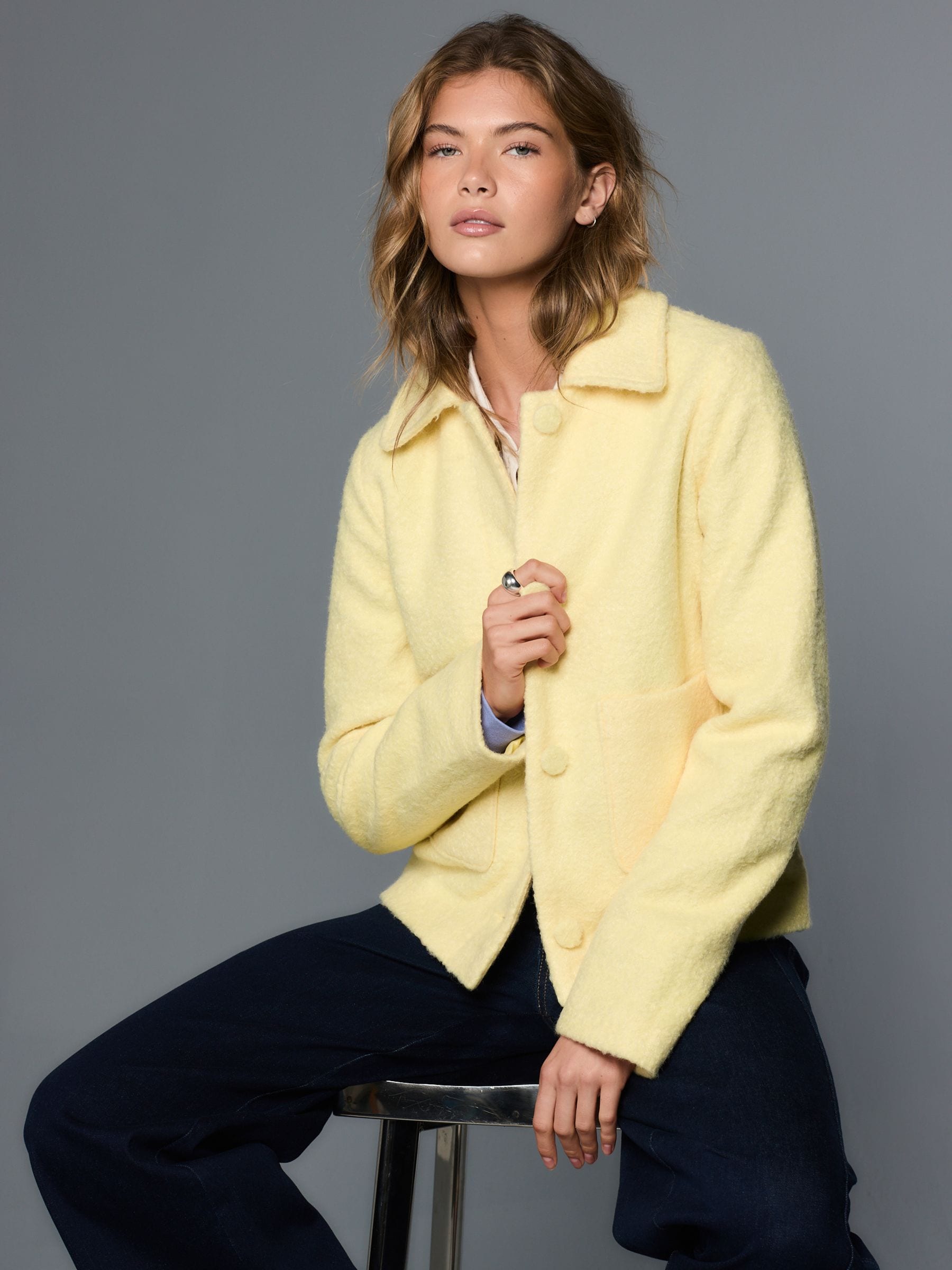 Buy Lemon Yellow Button Up Collared Coatigan from the Next UK