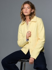 Lemon Yellow Button Up Collared Coatigan - Image 1 of 8
