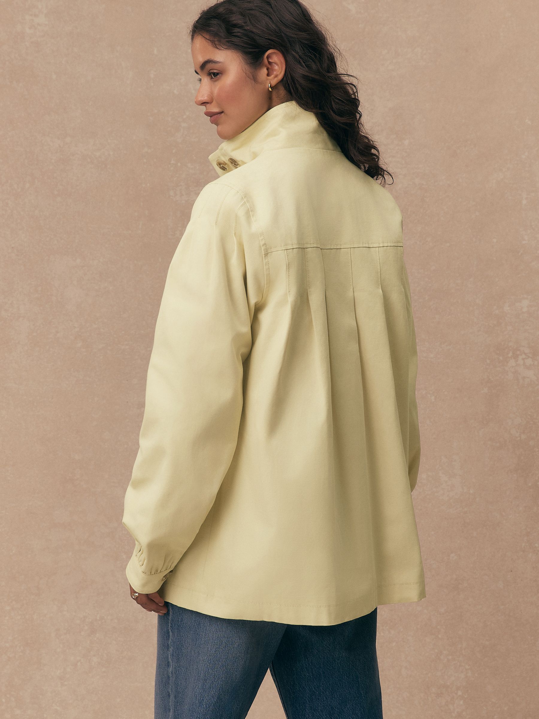 Buy Lemon Yellow Cotton Funnel Neck Jacket from Next USA