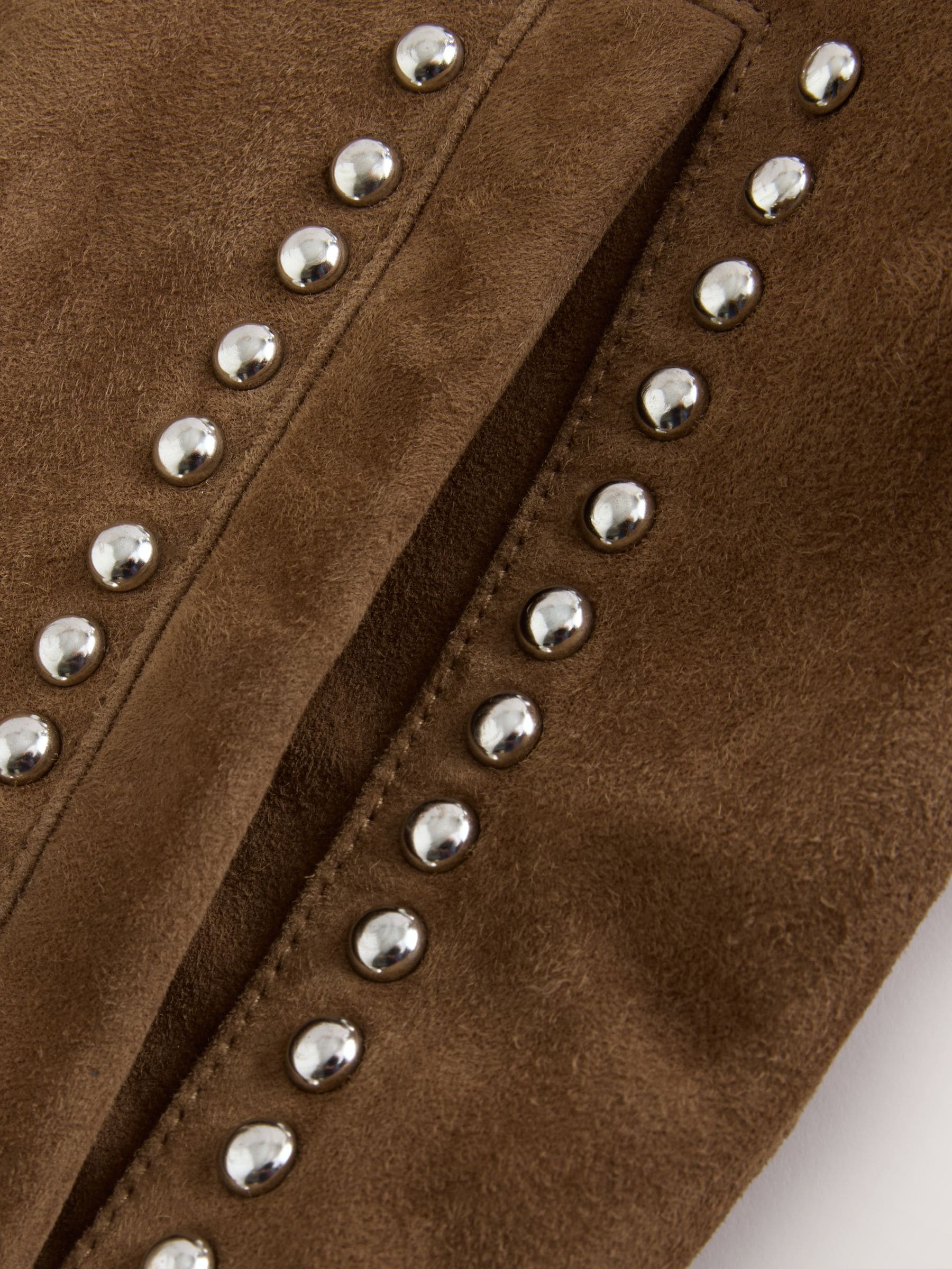 Buy Tan Brown N. Premium Real Zip Through Studded Jacket from the