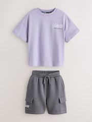 Baker by Ted Baker Oversized Graphic T-Shirt and Shorts Set - Image 1 of 7