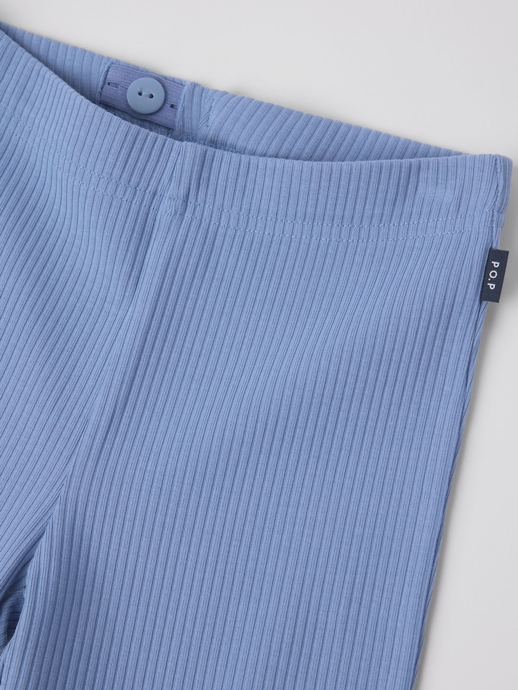 Polarn O. Pyret Blue Cotton Flared Leggings - Image 2 of 4 Polarn O. Pyret Blue Cotton Flared Leggings - Image 2 of 4