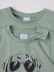 Polarn O. Pyret Green Cotton Print T-Shirt - Image 3 of 4
