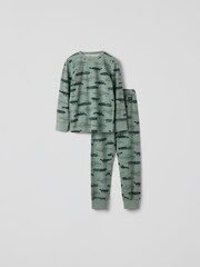Polarn O. Pyret Green Cotton Print Pyjamas - Image 1 of 3