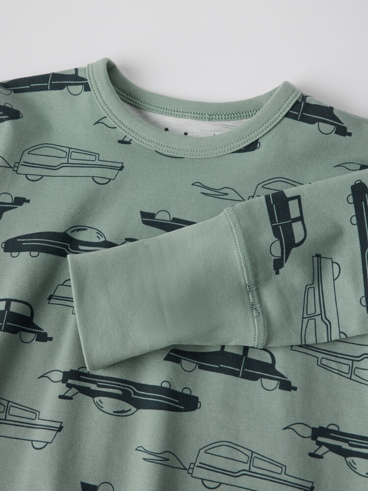 Polarn O. Pyret Green Cotton Print Pyjamas - Image 2 of 3 Polarn O. Pyret Green Cotton Print Pyjamas - Image 2 of 3