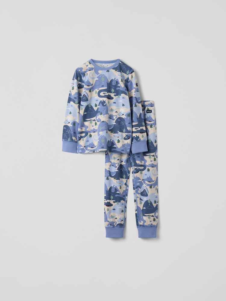 Polarn O. Pyret Blue Cotton Print Pyjamas - Image 1 of 5 Polarn O. Pyret Blue Cotton Print Pyjamas - Image 1 of 5