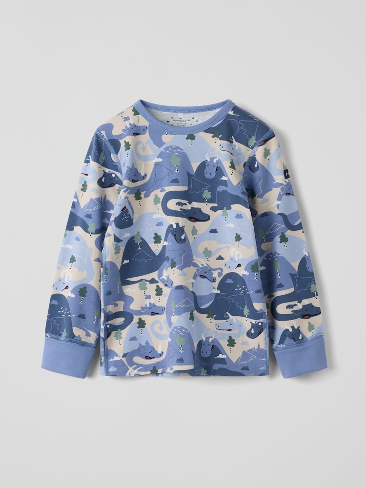 Polarn O. Pyret Blue Cotton Print Pyjamas - Image 2 of 5 Polarn O. Pyret Blue Cotton Print Pyjamas - Image 2 of 5