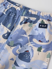 Polarn O. Pyret Blue Cotton Print Pyjamas - Image 4 of 5