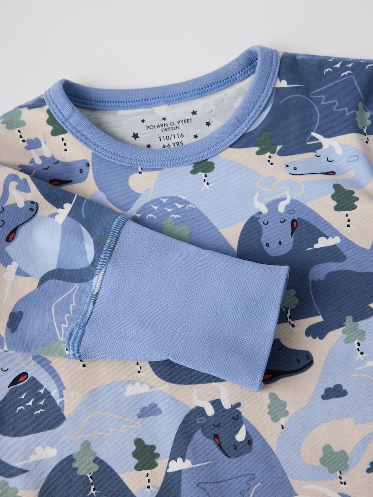 Polarn O. Pyret Blue Cotton Print Pyjamas - Image 5 of 5 Polarn O. Pyret Blue Cotton Print Pyjamas - Image 5 of 5