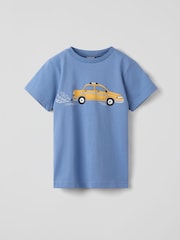 Polarn O. Pyret Blue Cotton Print T-Shirt - Image 1 of 4