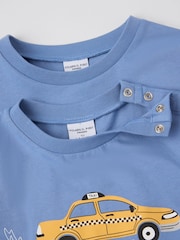 Polarn O. Pyret Blue Cotton Print T-Shirt - Image 2 of 4