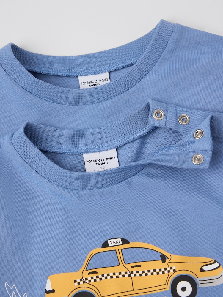Polarn O. Pyret Blue Cotton Print T-Shirt - Image 2 of 4