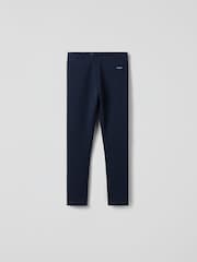 Polarn O. Pyret Blue Cotton Plain Leggings - Image 2 of 4
