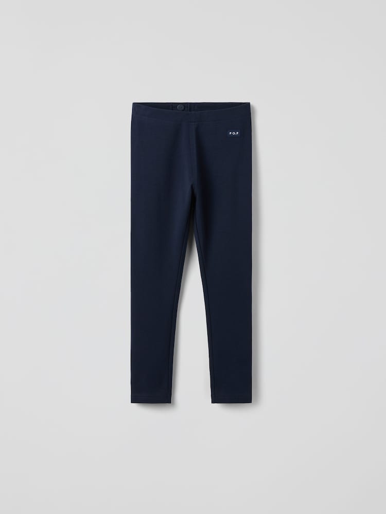 Polarn O. Pyret Blue Cotton Plain Leggings - Image 2 of 4