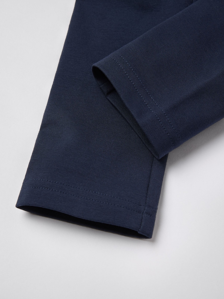 Polarn O. Pyret Blue Cotton Plain Leggings - Image 4 of 4