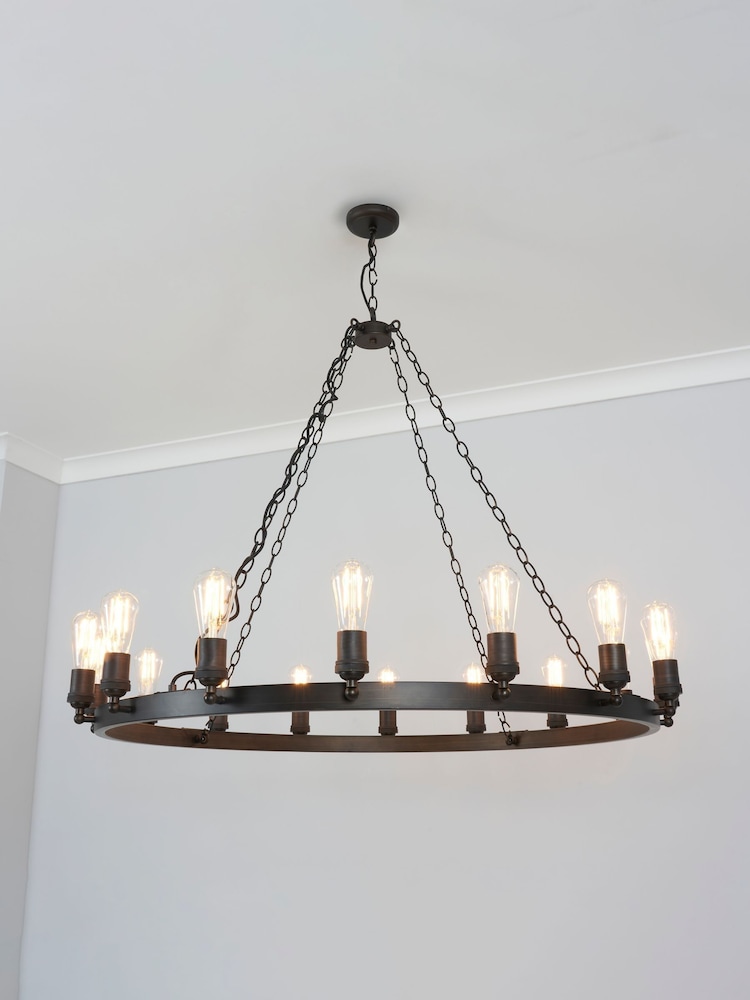 BHS Bronze Large Highland 16 Light Ring Ceiling Pendant - Image 1 of 7