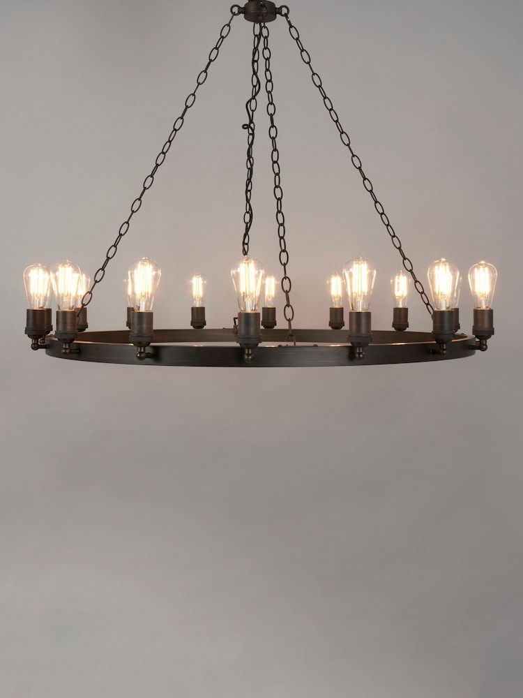 BHS Bronze Large Highland 16 Light Ring Ceiling Pendant - Image 2 of 7