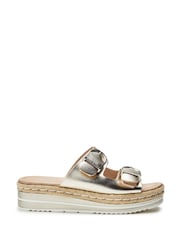 Moda in Pelle Gold Nestta Double Buckle Sandals - Image 1 of 4