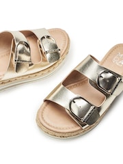 Moda in Pelle Gold Nestta Double Buckle Sandals - Image 3 of 4