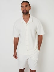 Threadbare Cream Textured Elasticated Shorts - Image 3 of 4