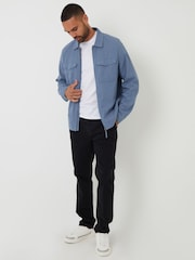 Threadbare Blue Lightweight Linen Blend Utility Jacket - Image 3 of 4