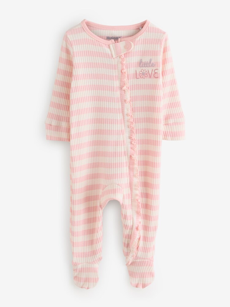 Huggies Striped Footed Zip Sleepsuit - Image 1 of 1