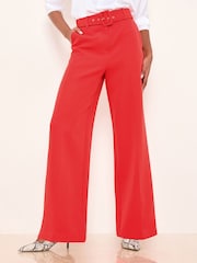 Czerwony - Lipsy Belted Tailored Wide Leg Trousers - Obraz 1 z 4