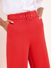 Czerwony - Lipsy Belted Tailored Wide Leg Trousers - Obraz 4 z 4